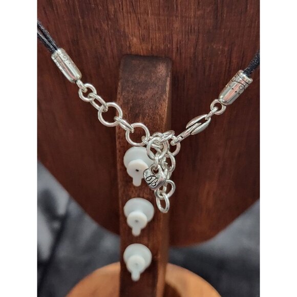 Brighton Kismet Heart Pendant Necklace Silver Scroll on Black Leather Cord - Picture 4 of 7